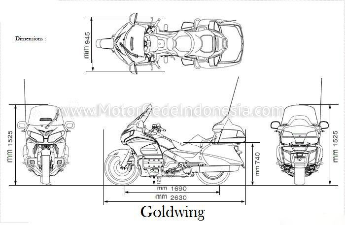 dimensi motor gede honda gold wing 1800